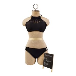 Xhilaration, Size Medium, Halter top bikini, Black